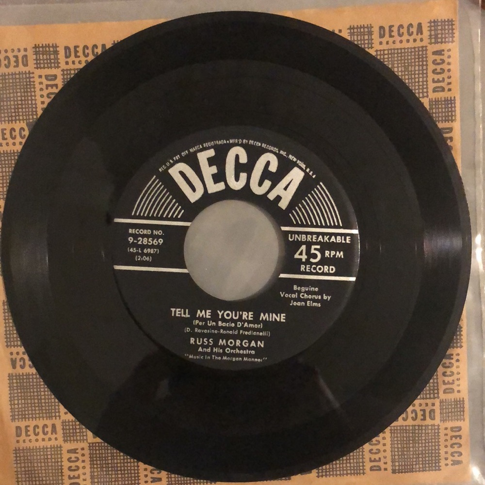 Russ Morgan Tell Me Your Mine Vinyl 45 Record